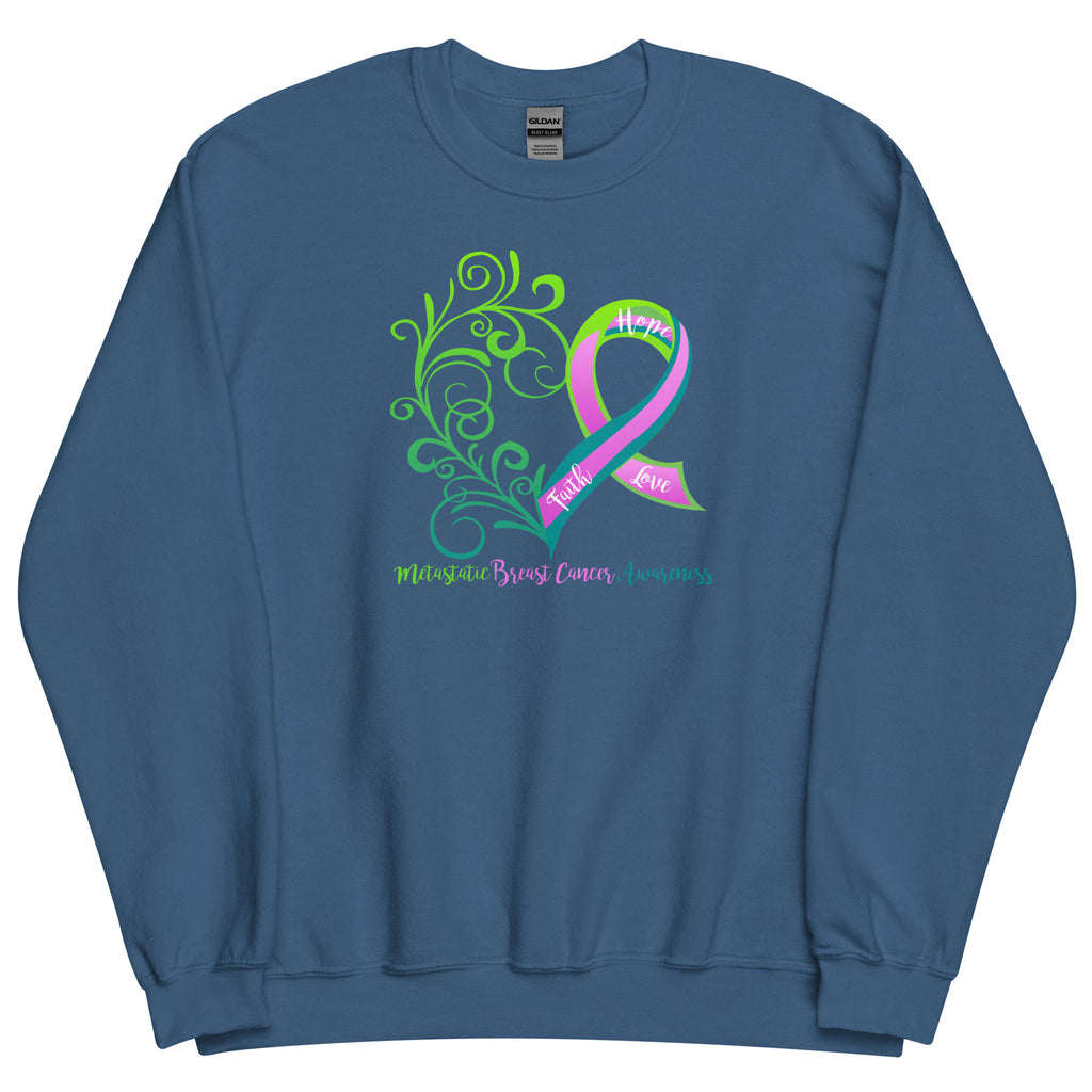 Metastatic Breast Cancer Awareness Heart Sweatshirt (Several Colors Available)