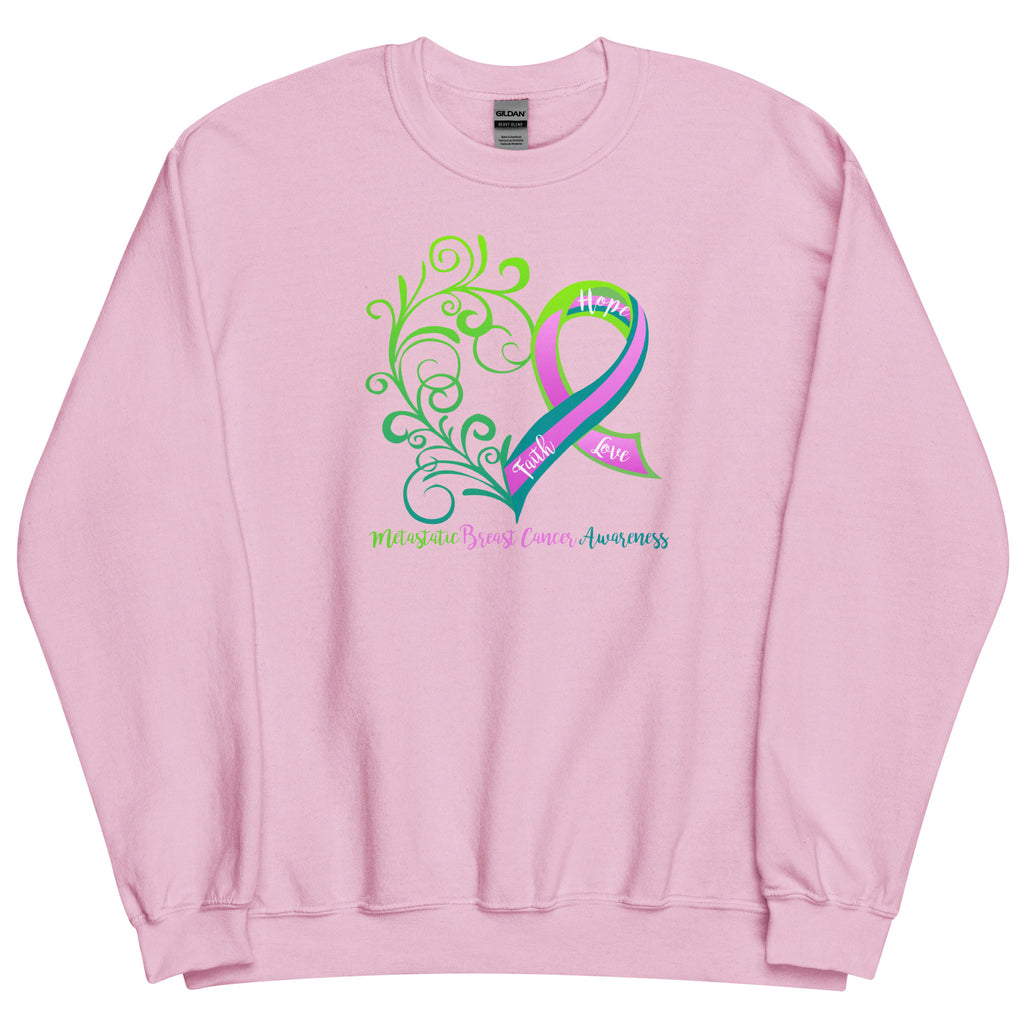 Metastatic Breast Cancer Awareness Heart Sweatshirt (Several Colors Available)