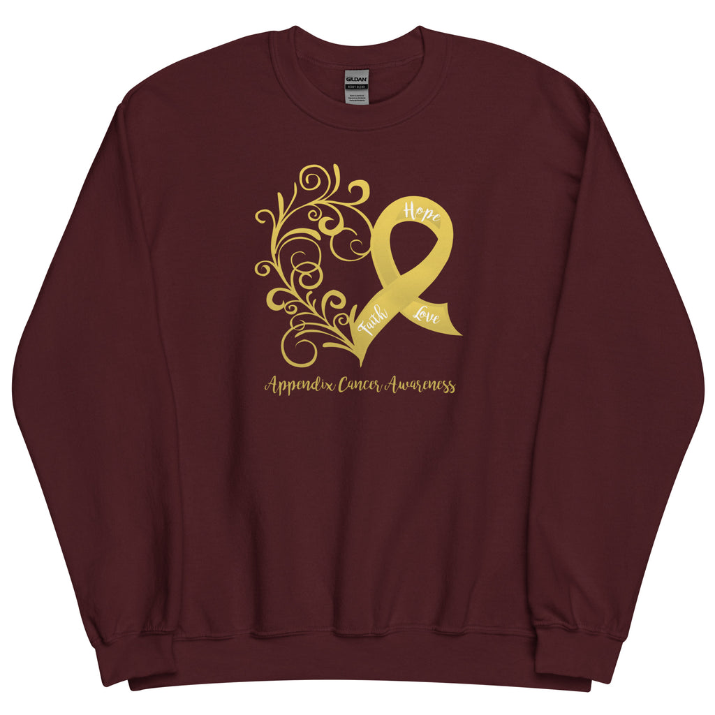 Appendix Cancer Awareness Heart Sweatshirt - Several Colors Available
