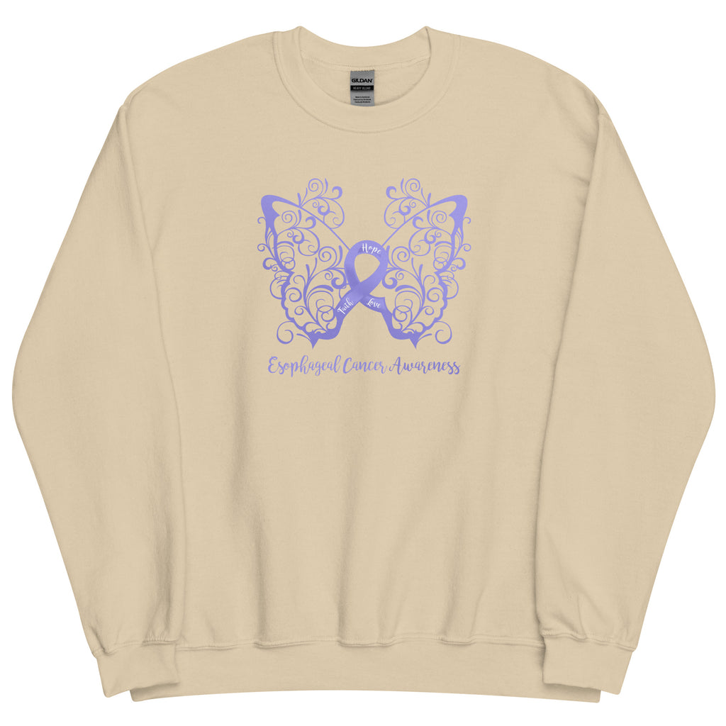 Esophageal Cancer Awareness Filigree Butterfly Sweatshirt (Several Colors Available)