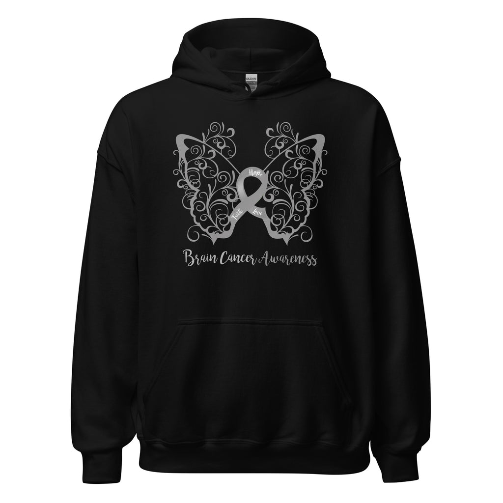 Brain Cancer Awareness Filigree Butterfly Hoodie - Several Colors Available