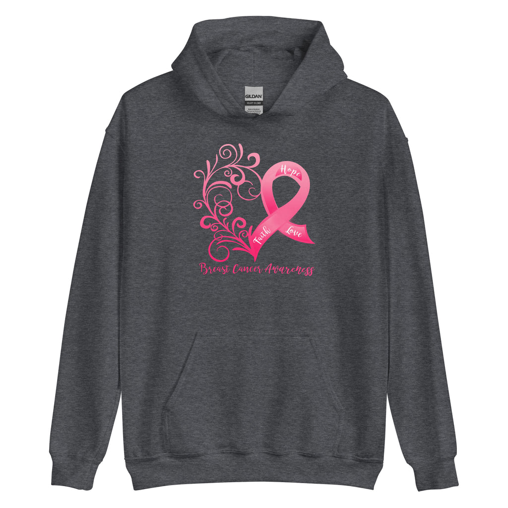 Breast Cancer Awareness Heart Hoodie (Several Colors Available)