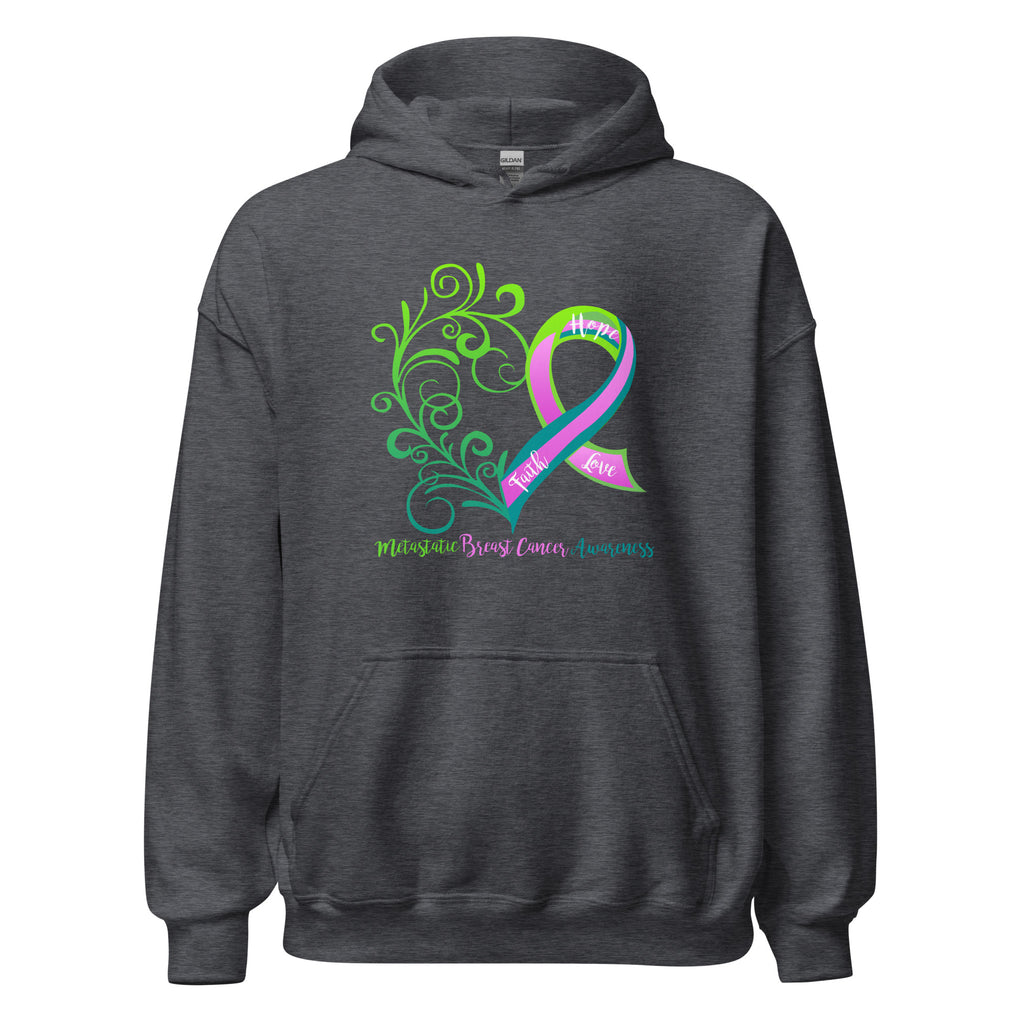 Metastatic Breast Cancer Awareness Heart Hoodie (Several Colors Available)