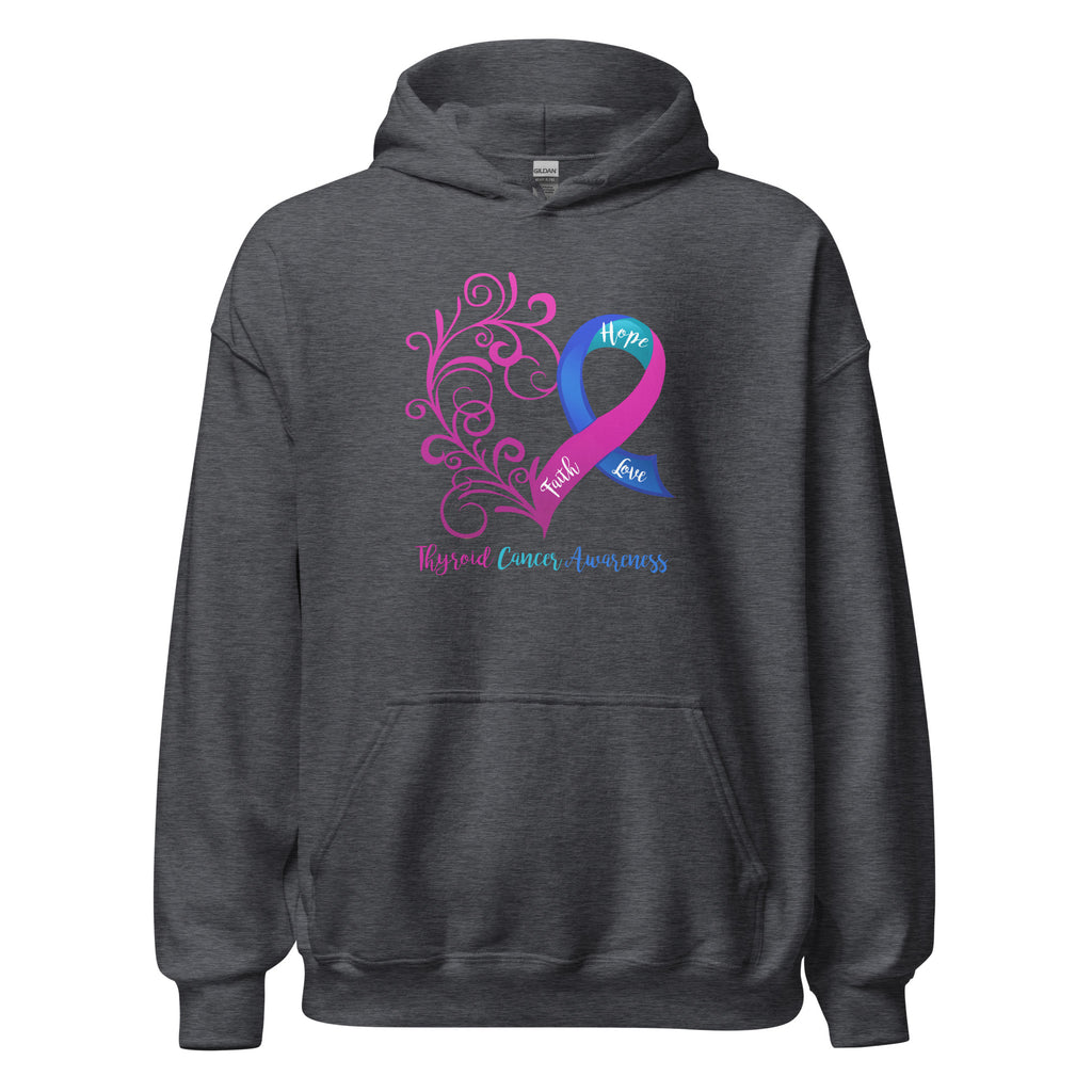 Thyroid Cancer Awareness Heart Hoodie (Several Colors Available)