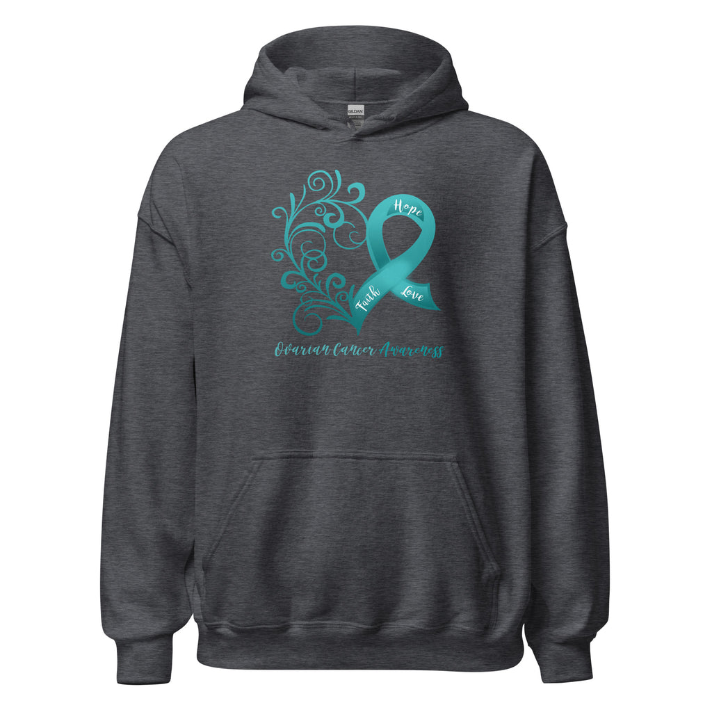 Ovarian Cancer Awareness Heart Hoodie (Several Colors Available)