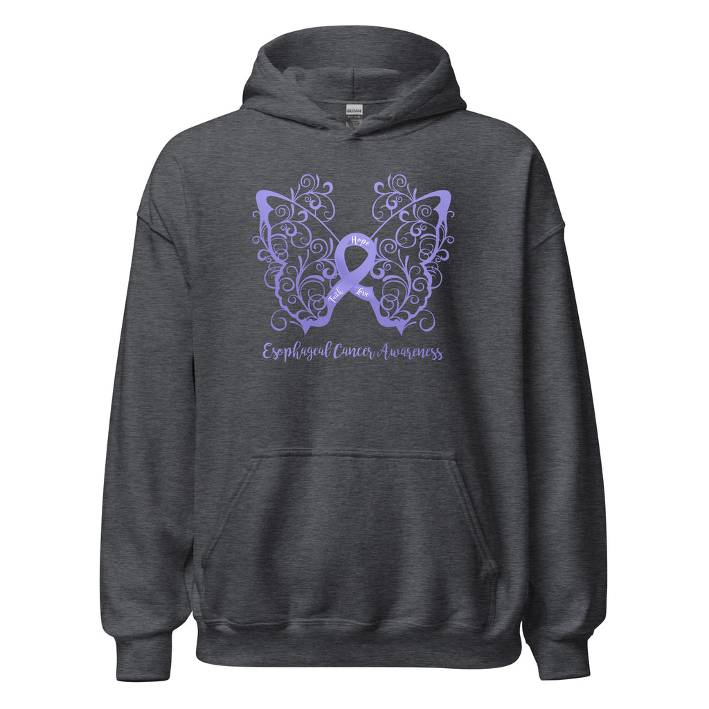 Esophageal Cancer Awareness Filigree Butterfly Hoodie (Several Colors Available)