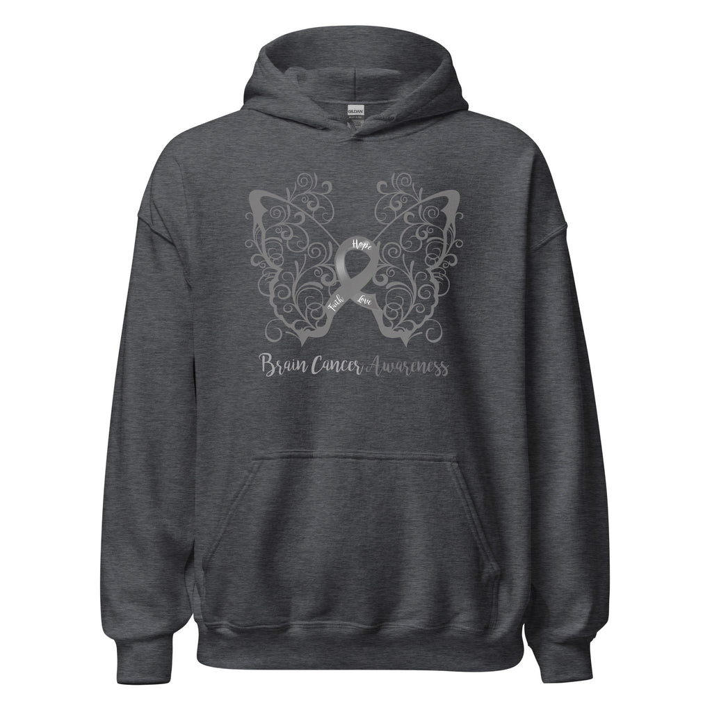 Brain Cancer Awareness Filigree Butterfly Hoodie - Several Colors Available