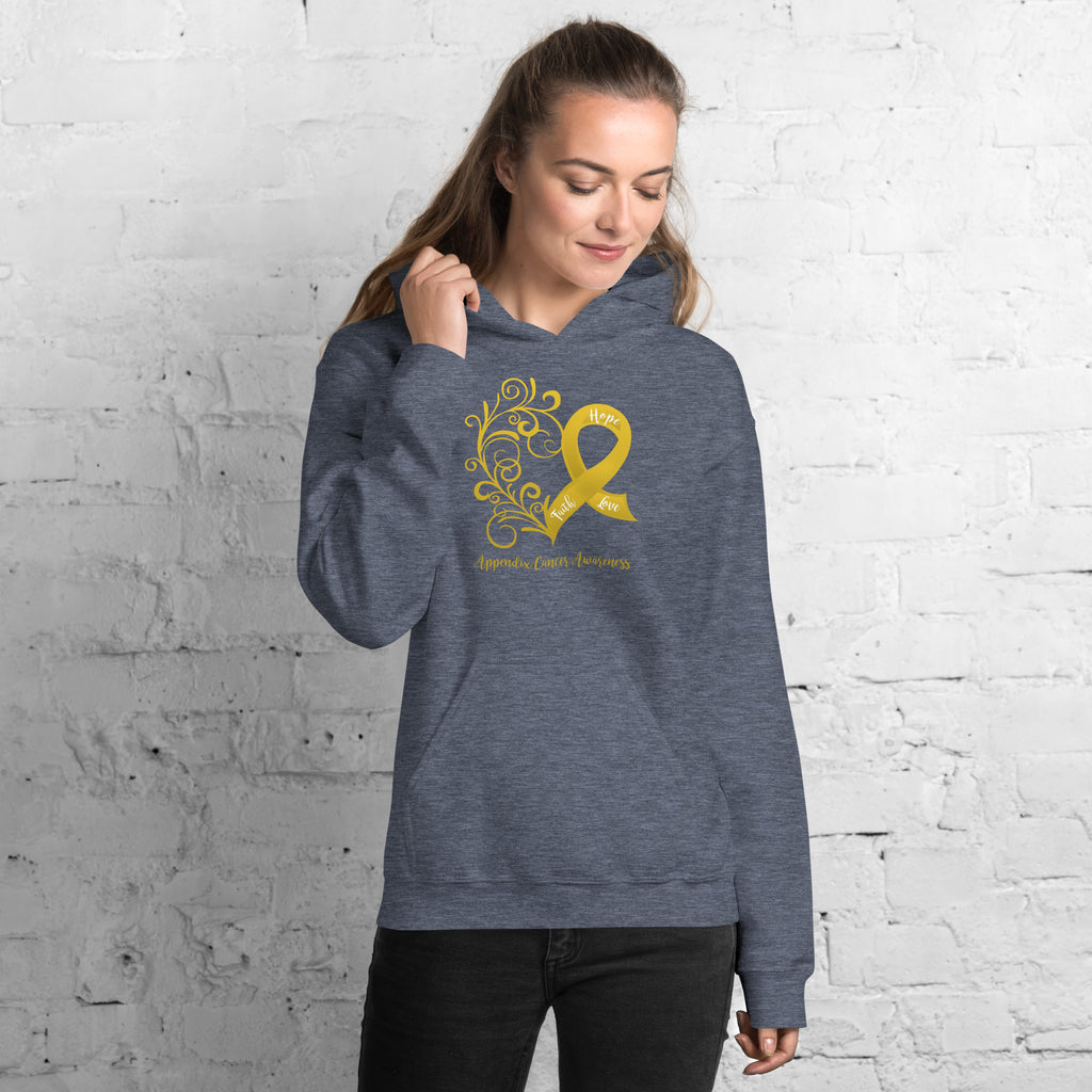 Appendix Cancer Awareness Heart Hoodie - Several Colors Available
