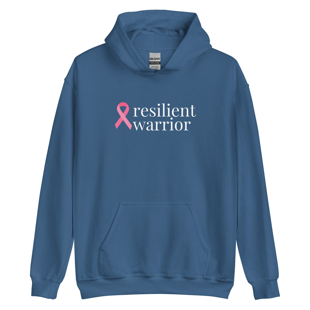 Breast Cancer "resilient warrior" Ribbon Hoodie (Several Colors Available)