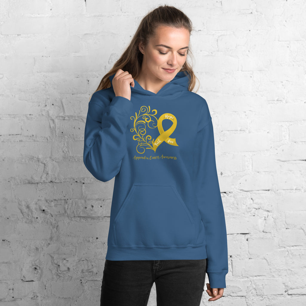Appendix Cancer Awareness Heart Hoodie - Several Colors Available