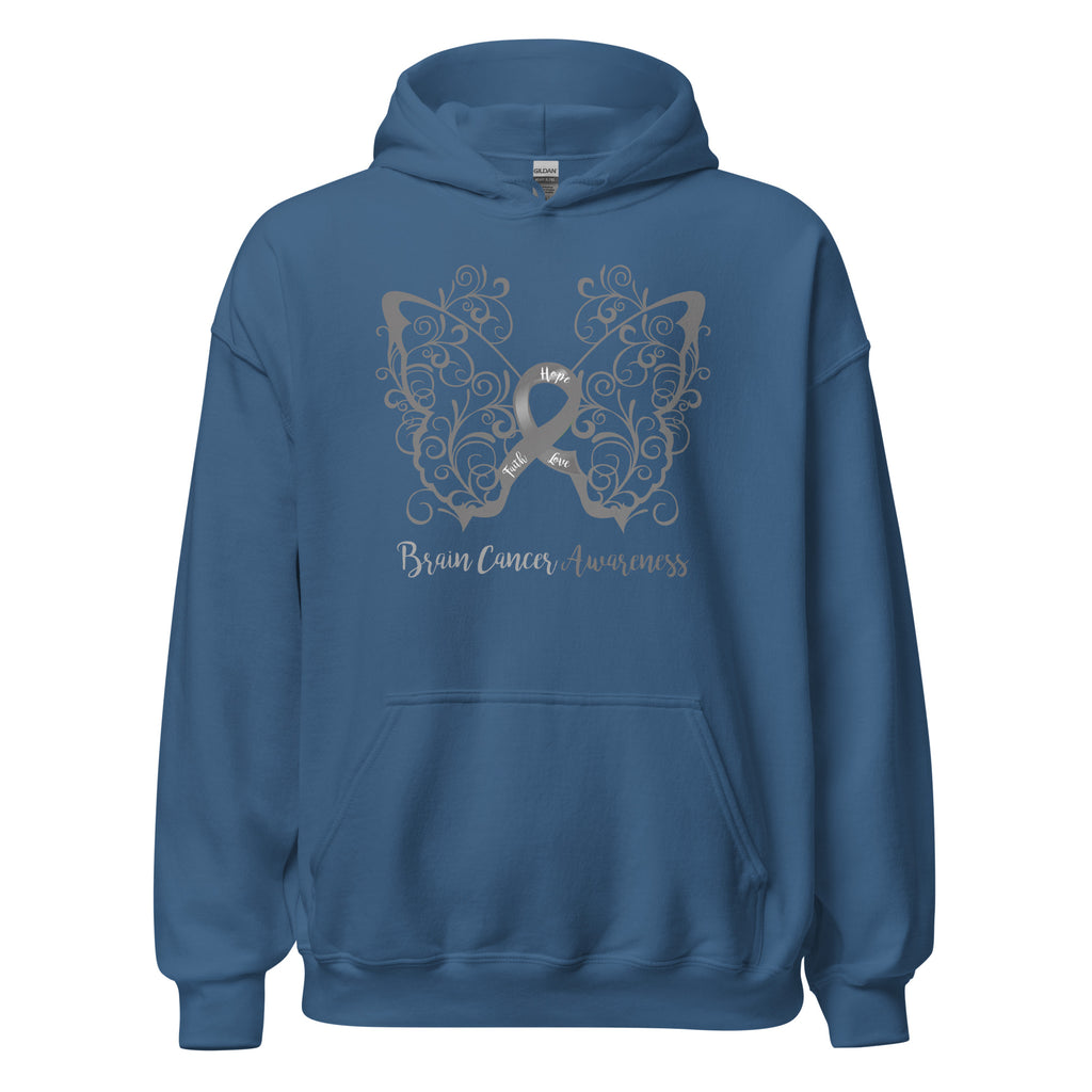 Brain Cancer Awareness Filigree Butterfly Hoodie - Several Colors Available