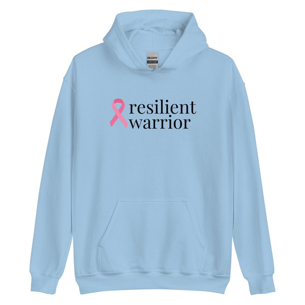 Breast Cancer "resilient warrior" Ribbon Hoodie (Several Colors Available)