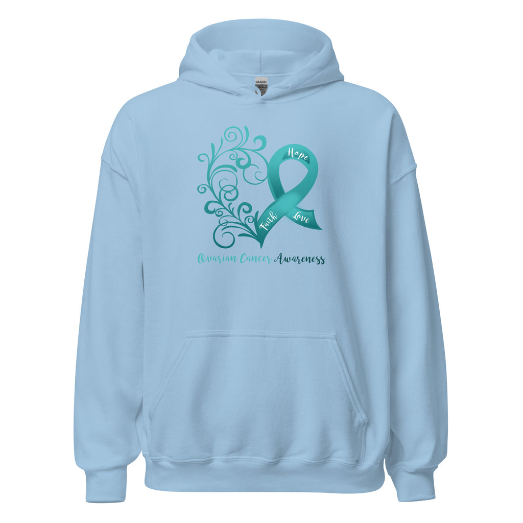 Ovarian Cancer Awareness Heart Hoodie (Several Colors Available)