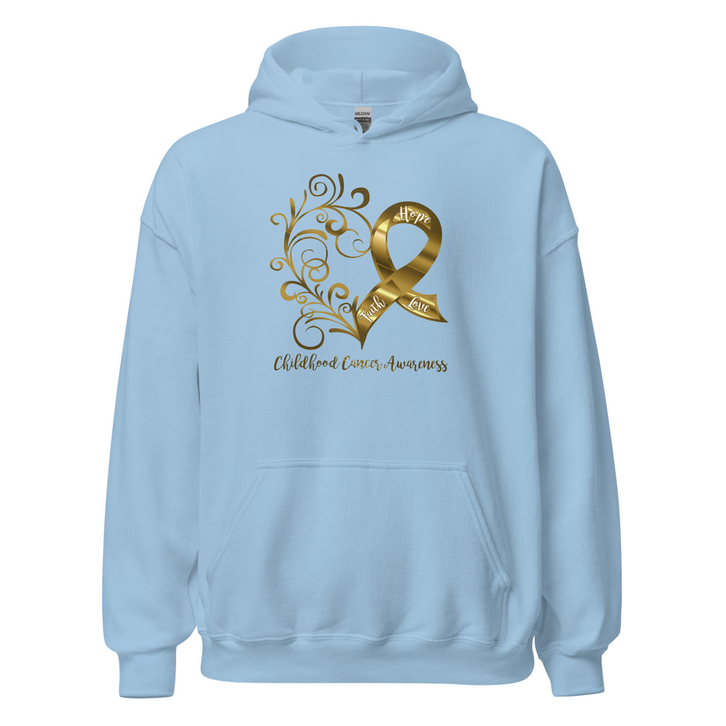 Childhood Cancer Awareness Heart Adult Size Hoodie (Several Colors Available)