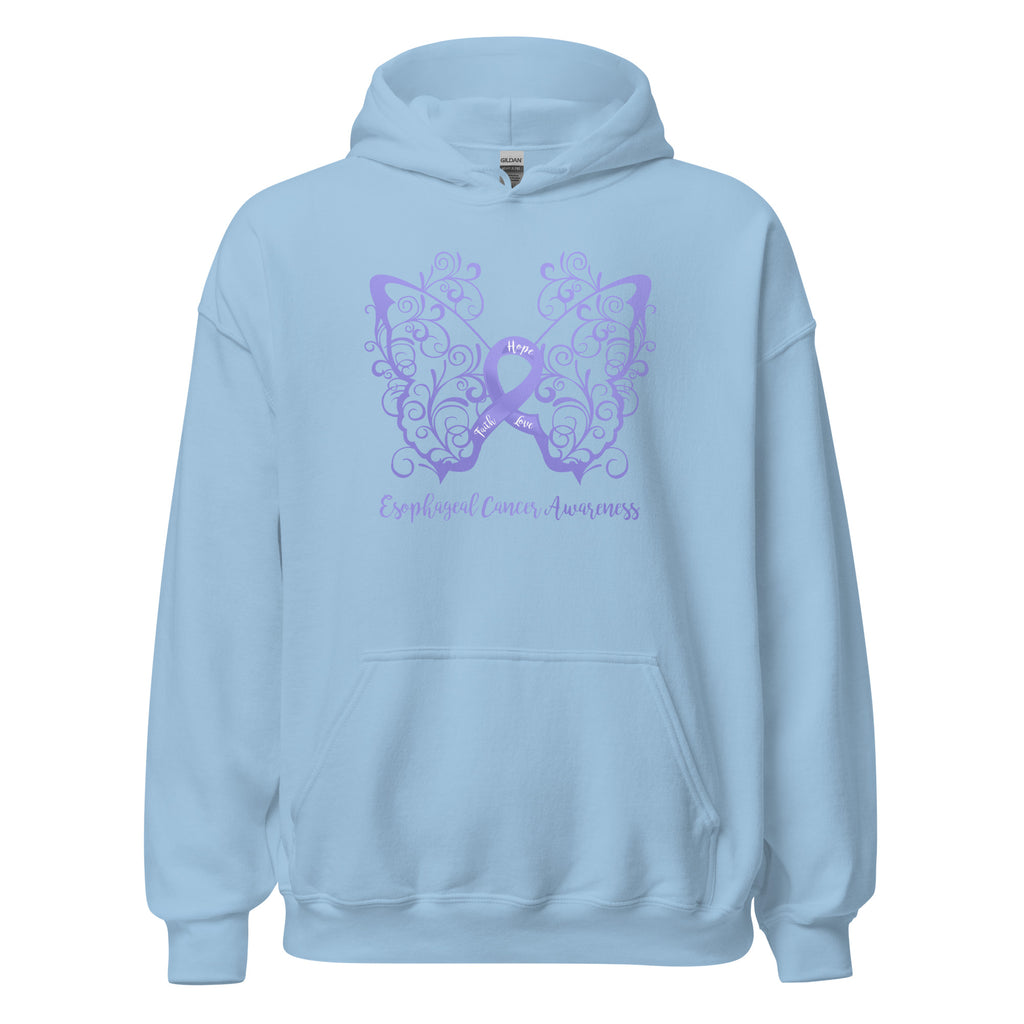 Esophageal Cancer Awareness Filigree Butterfly Hoodie (Several Colors Available)