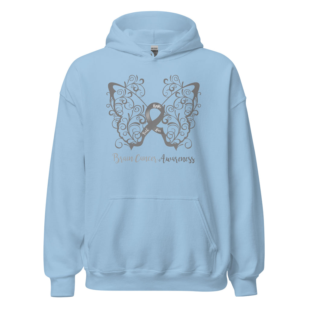 Brain Cancer Awareness Filigree Butterfly Hoodie - Several Colors Available