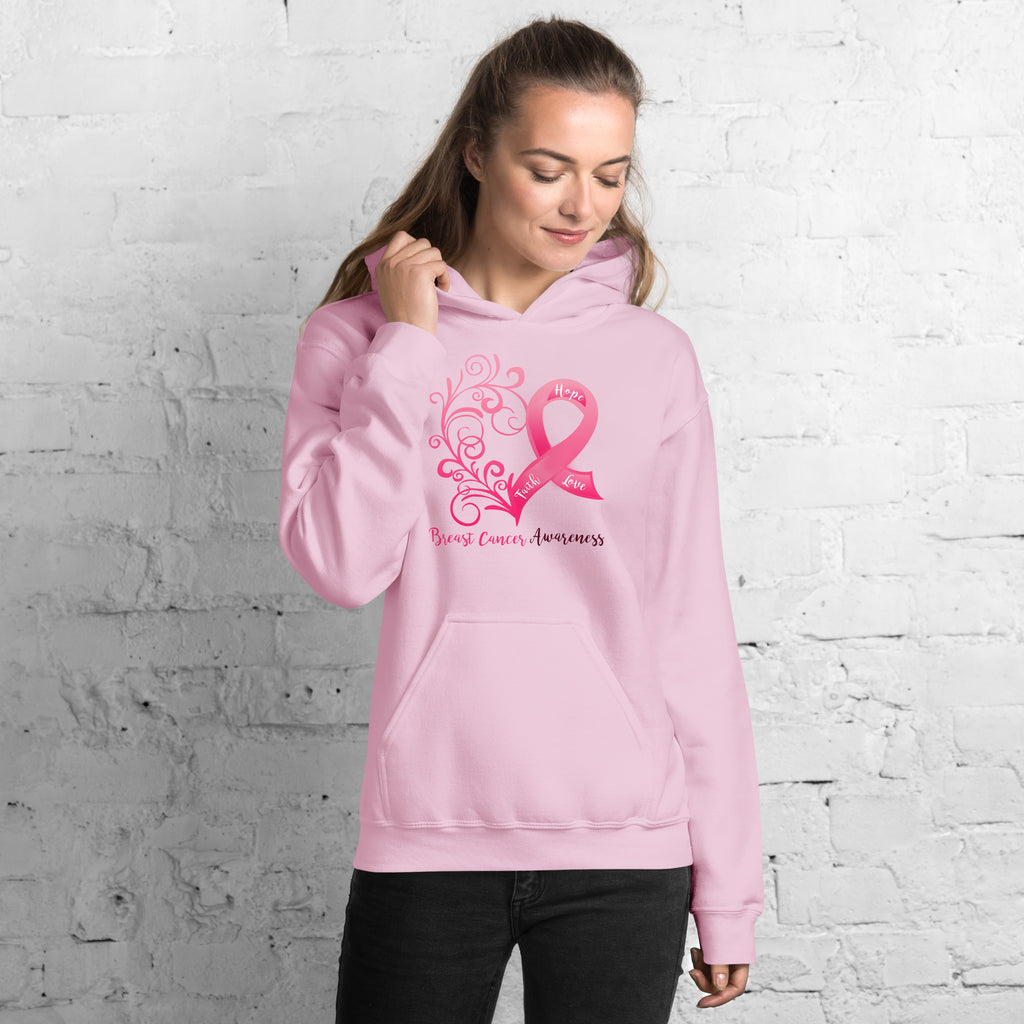 Breast Cancer Awareness Heart Pink Hoodie