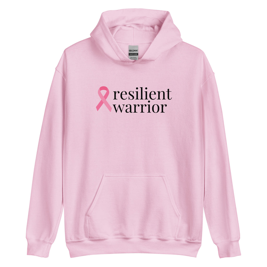 Breast Cancer "resilient warrior" Ribbon Hoodie (Several Colors Available)