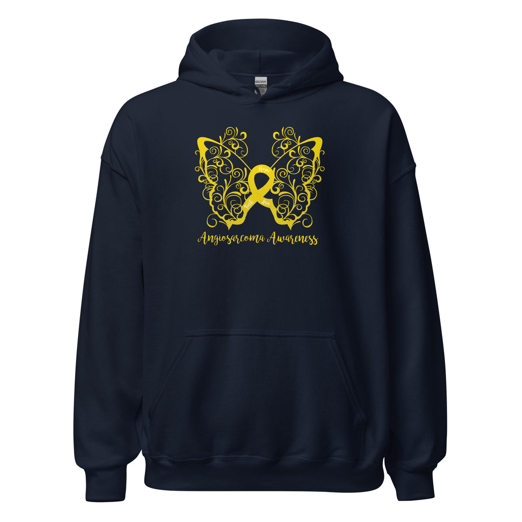 Angiosarcoma Awareness Filigree Butterfly Hoodie (Several Colors Available)