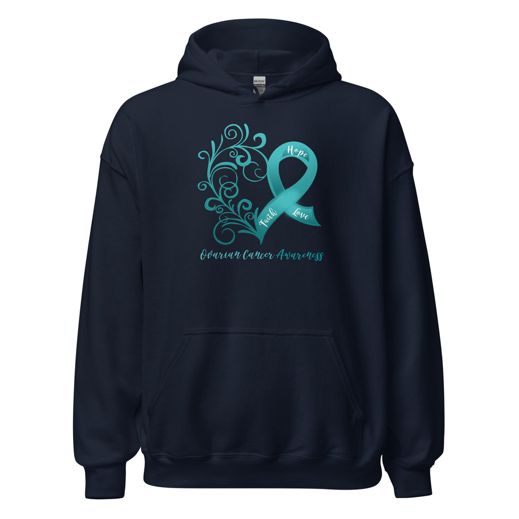 Ovarian Cancer Awareness Heart Hoodie (Several Colors Available)