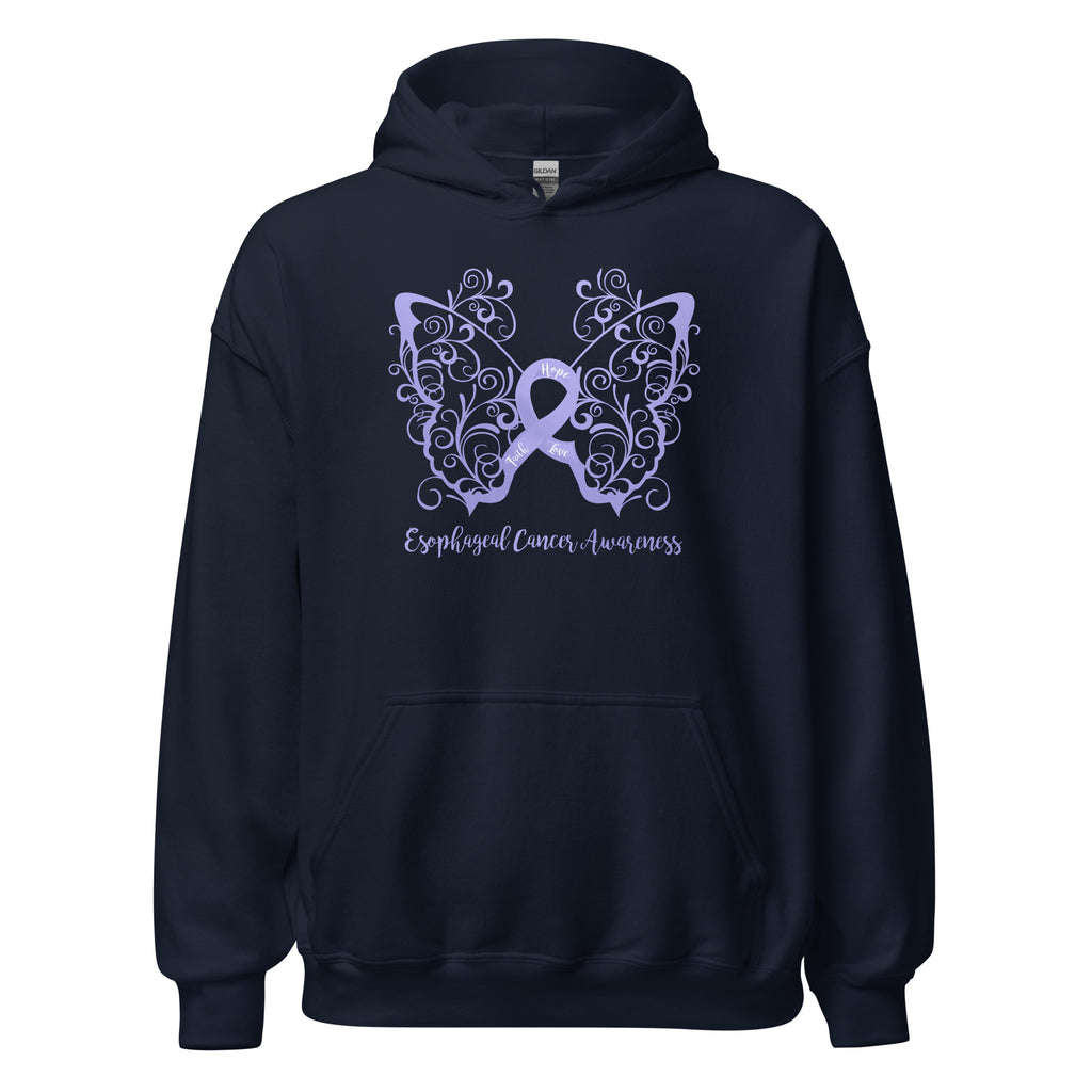 Esophageal Cancer Awareness Filigree Butterfly Hoodie (Several Colors Available)