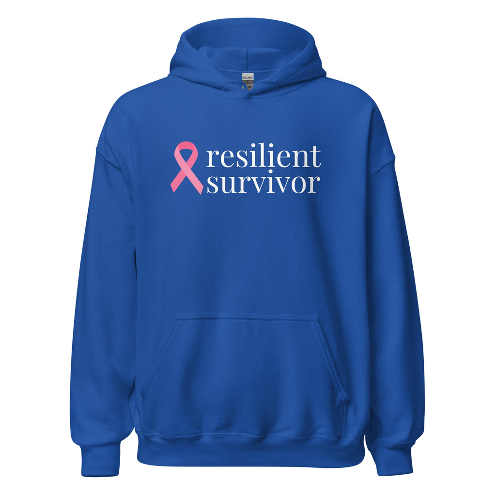 Breast Cancer "resilient survivor" Ribbon Hoodie (Several Colors Available)