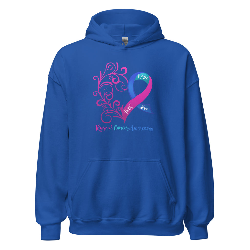 Thyroid Cancer Awareness Heart Hoodie (Several Colors Available)