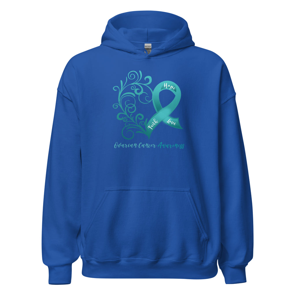 Ovarian Cancer Awareness Heart Hoodie (Several Colors Available)