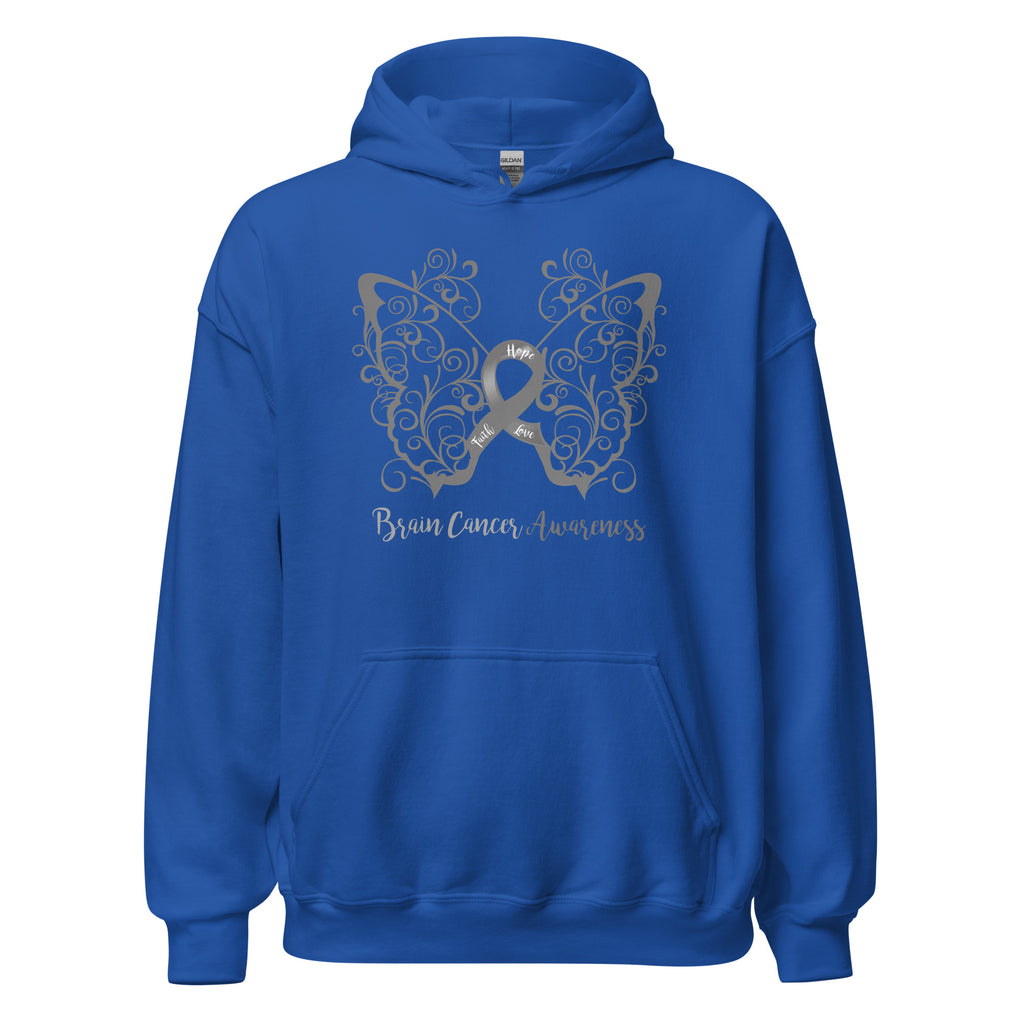 Brain Cancer Awareness Filigree Butterfly Hoodie - Several Colors Available