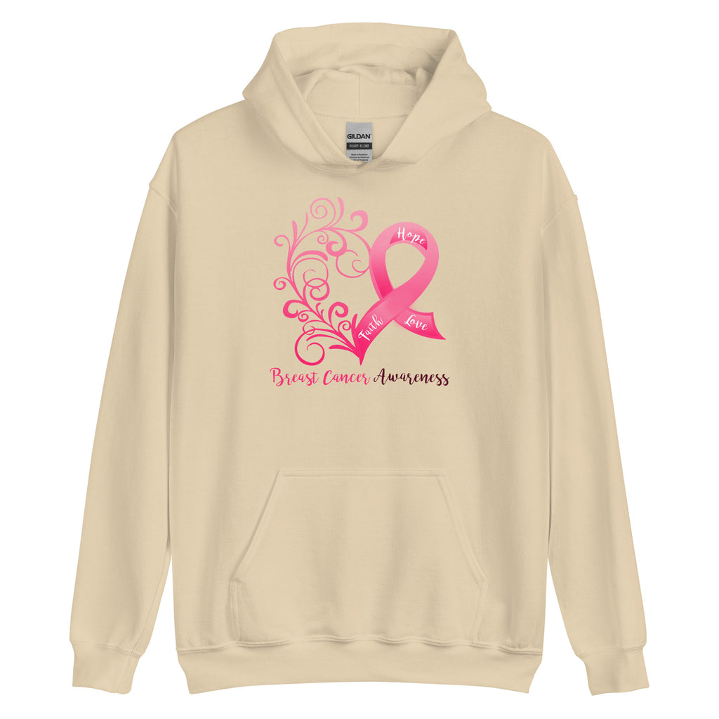 Breast Cancer Awareness Heart Hoodie (Several Colors Available)