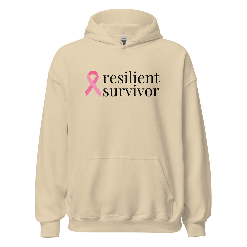 Breast Cancer "resilient survivor" Ribbon Hoodie (Several Colors Available)