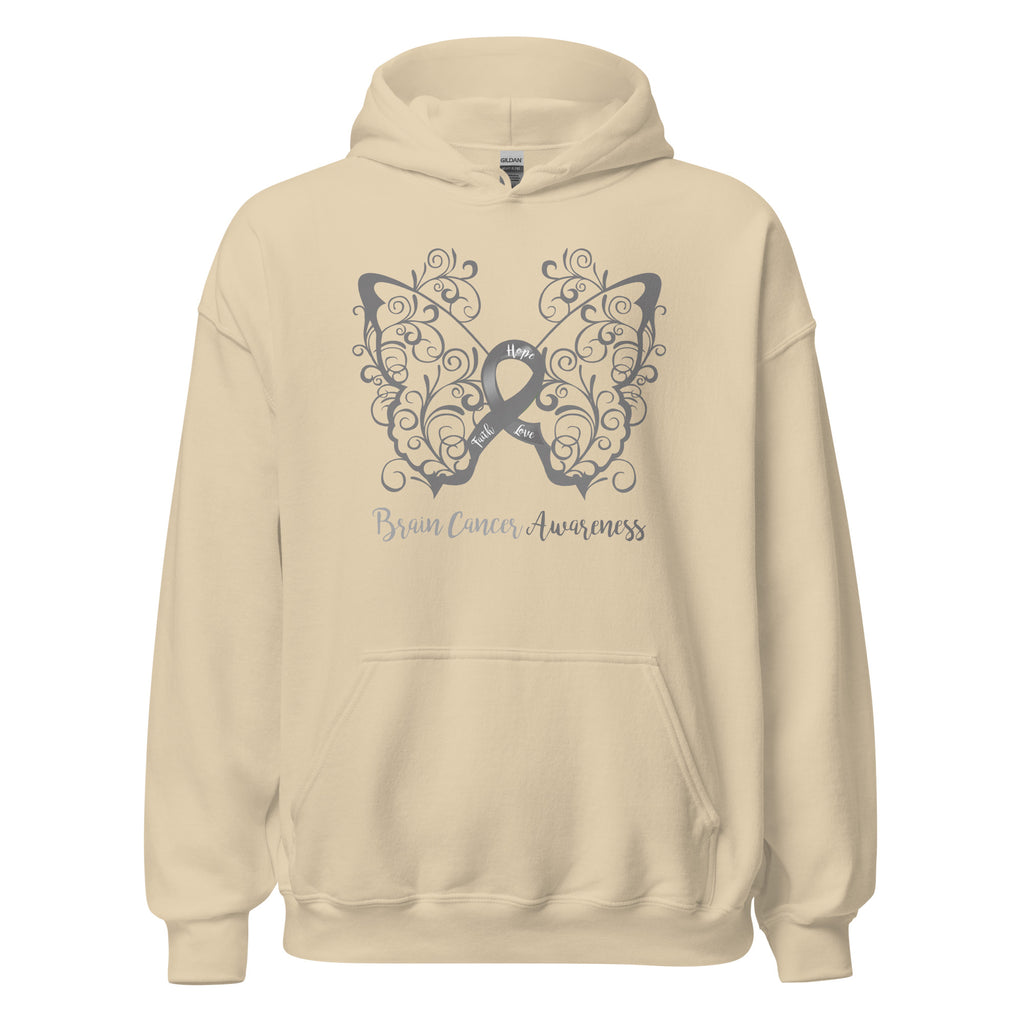 Brain Cancer Awareness Filigree Butterfly Hoodie - Several Colors Available