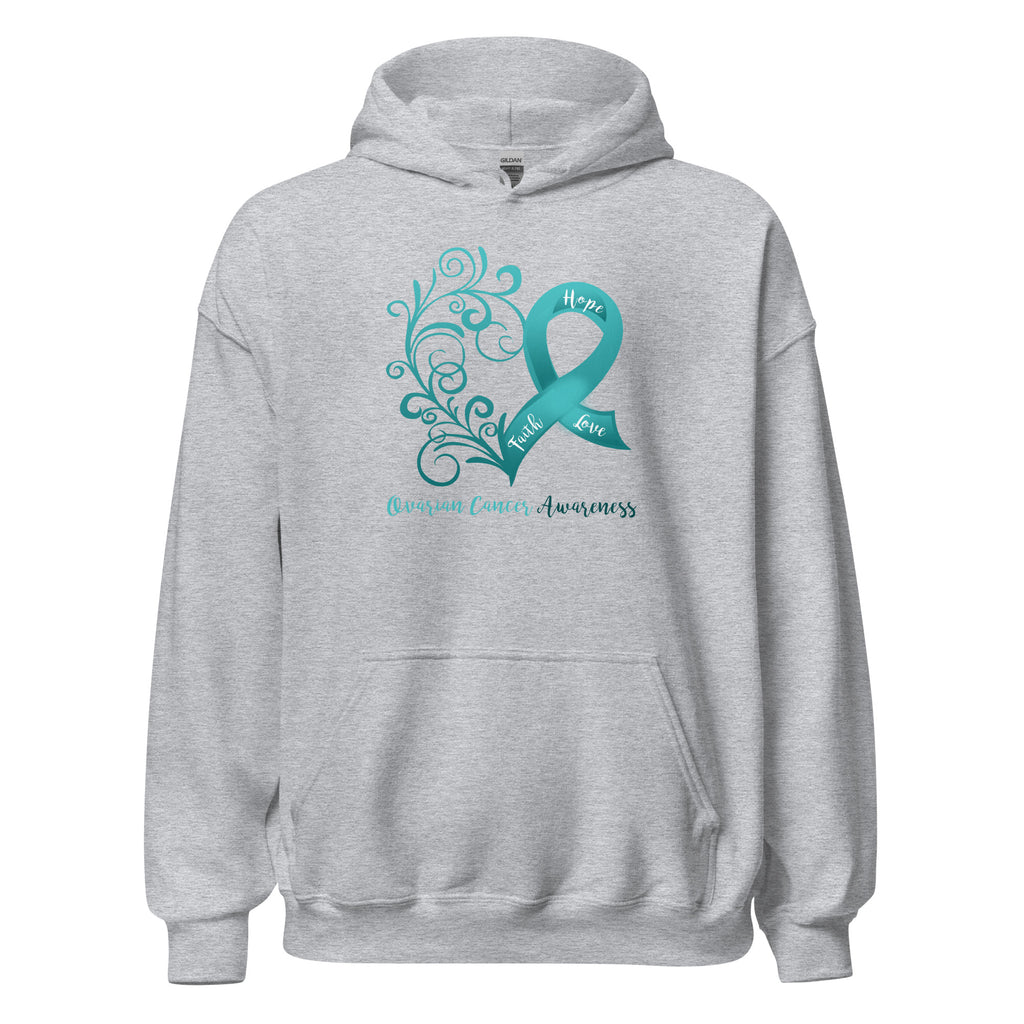 Ovarian Cancer Awareness Heart Hoodie (Several Colors Available)