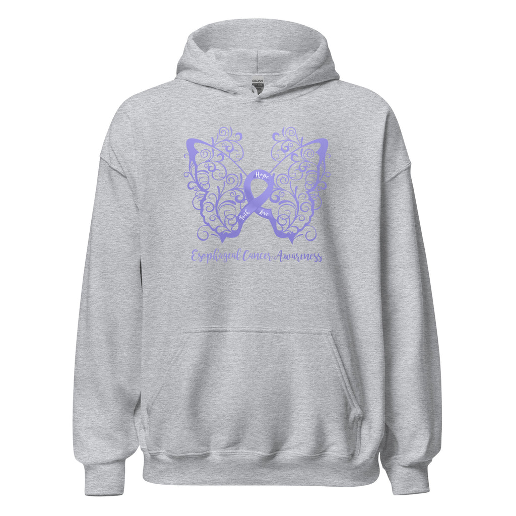 Esophageal Cancer Awareness Filigree Butterfly Hoodie (Several Colors Available)