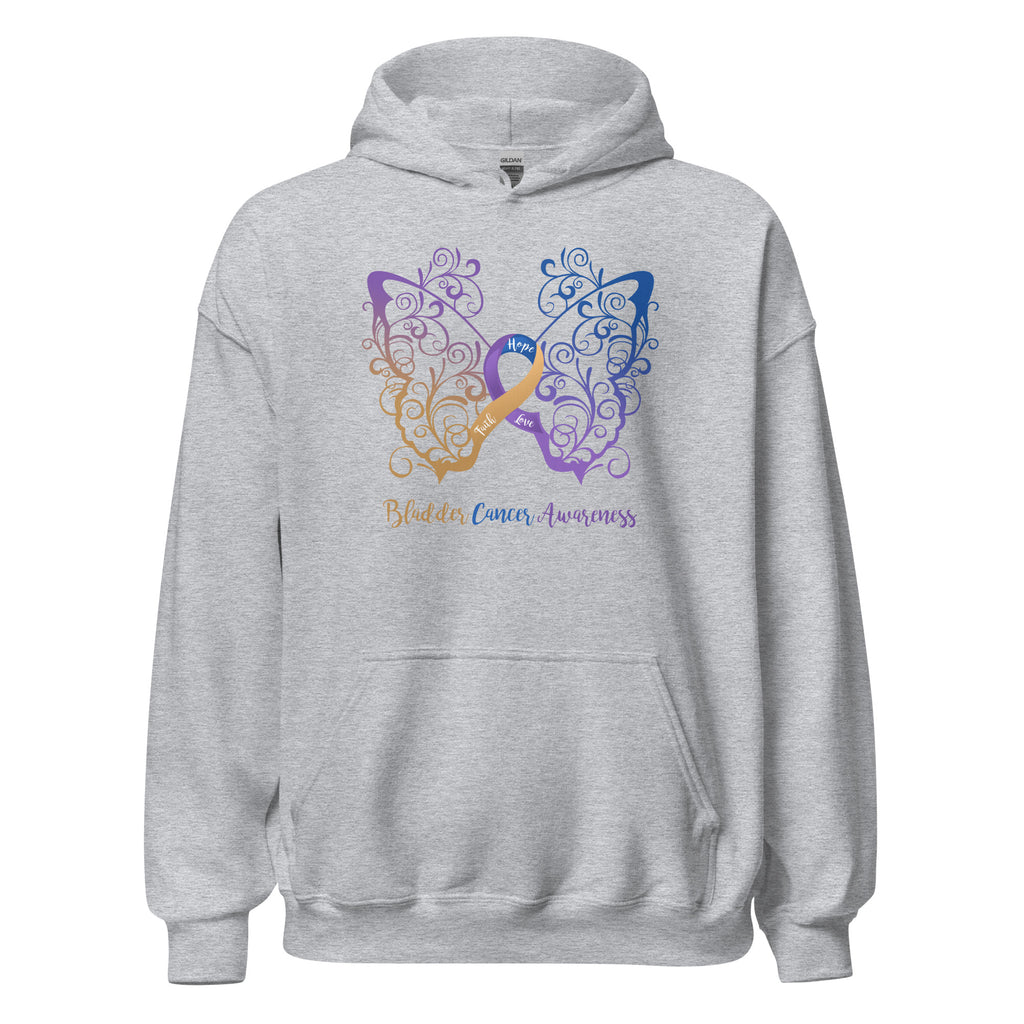 Bladder Cancer Awareness Filigree Butterfly Hoodie (Several Colors Available)