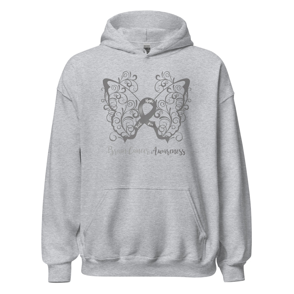 Brain Cancer Awareness Filigree Butterfly Hoodie - Several Colors Available