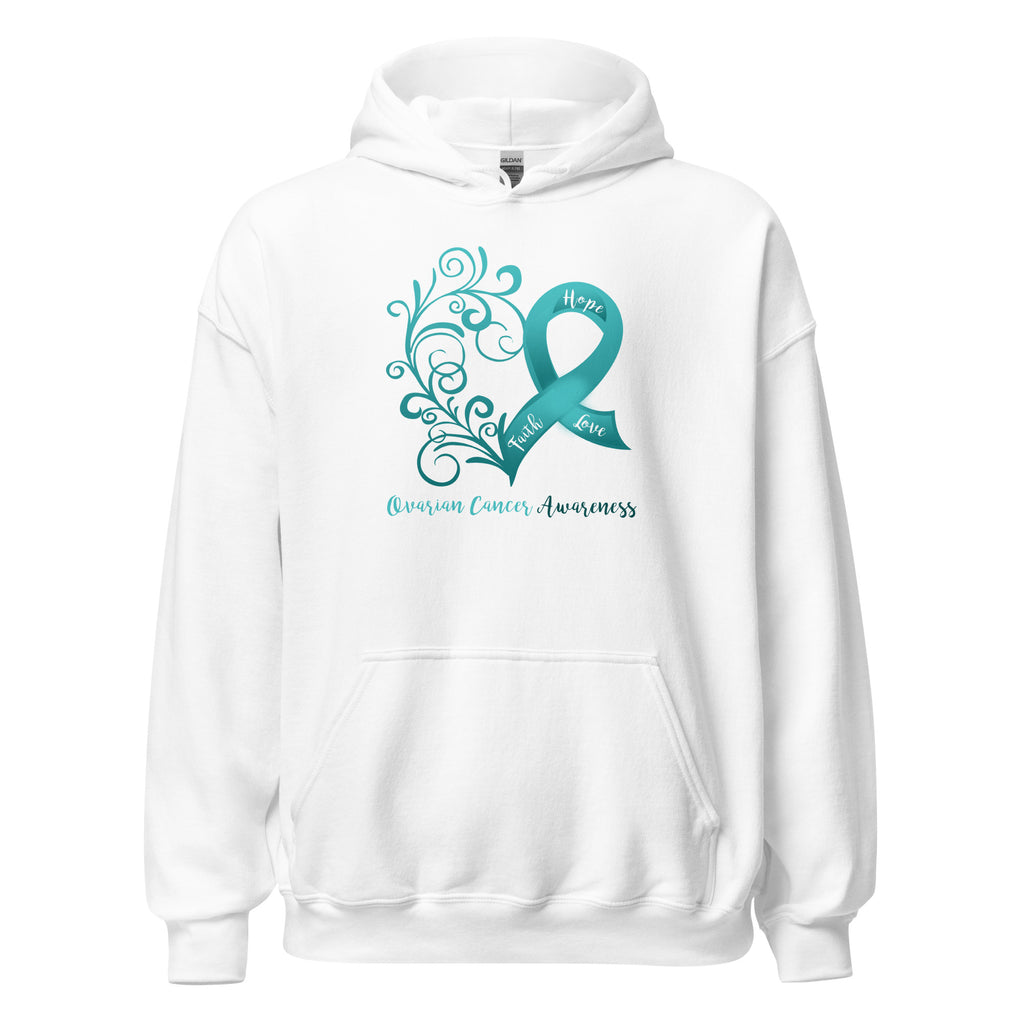 Ovarian Cancer Awareness Heart Hoodie (Several Colors Available)