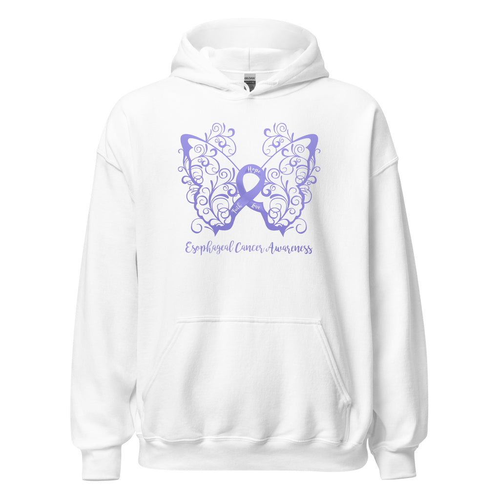 Esophageal Cancer Awareness Filigree Butterfly Hoodie (Several Colors Available)