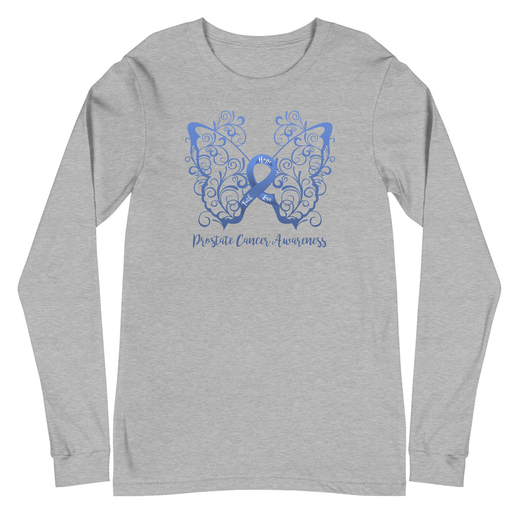 Prostate Cancer Awareness Filigree Butterfly Long Sleeve Tee (Several Colors Available)