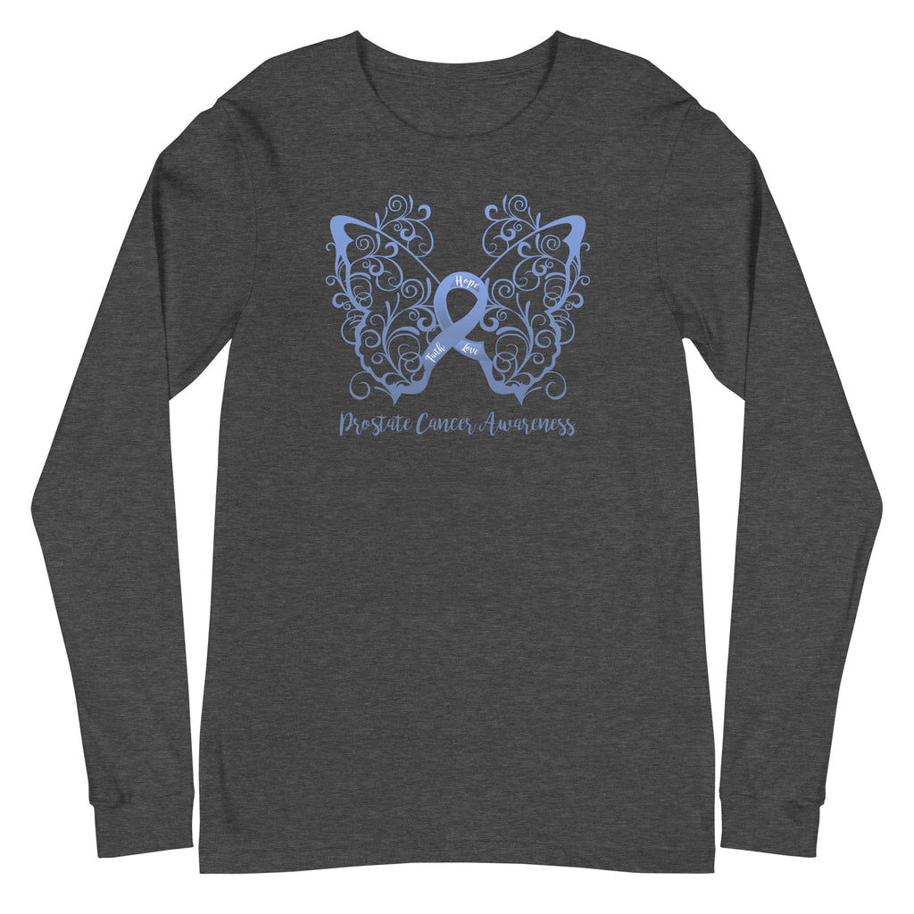 Prostate Cancer Awareness Filigree Butterfly Long Sleeve Tee (Several Colors Available)