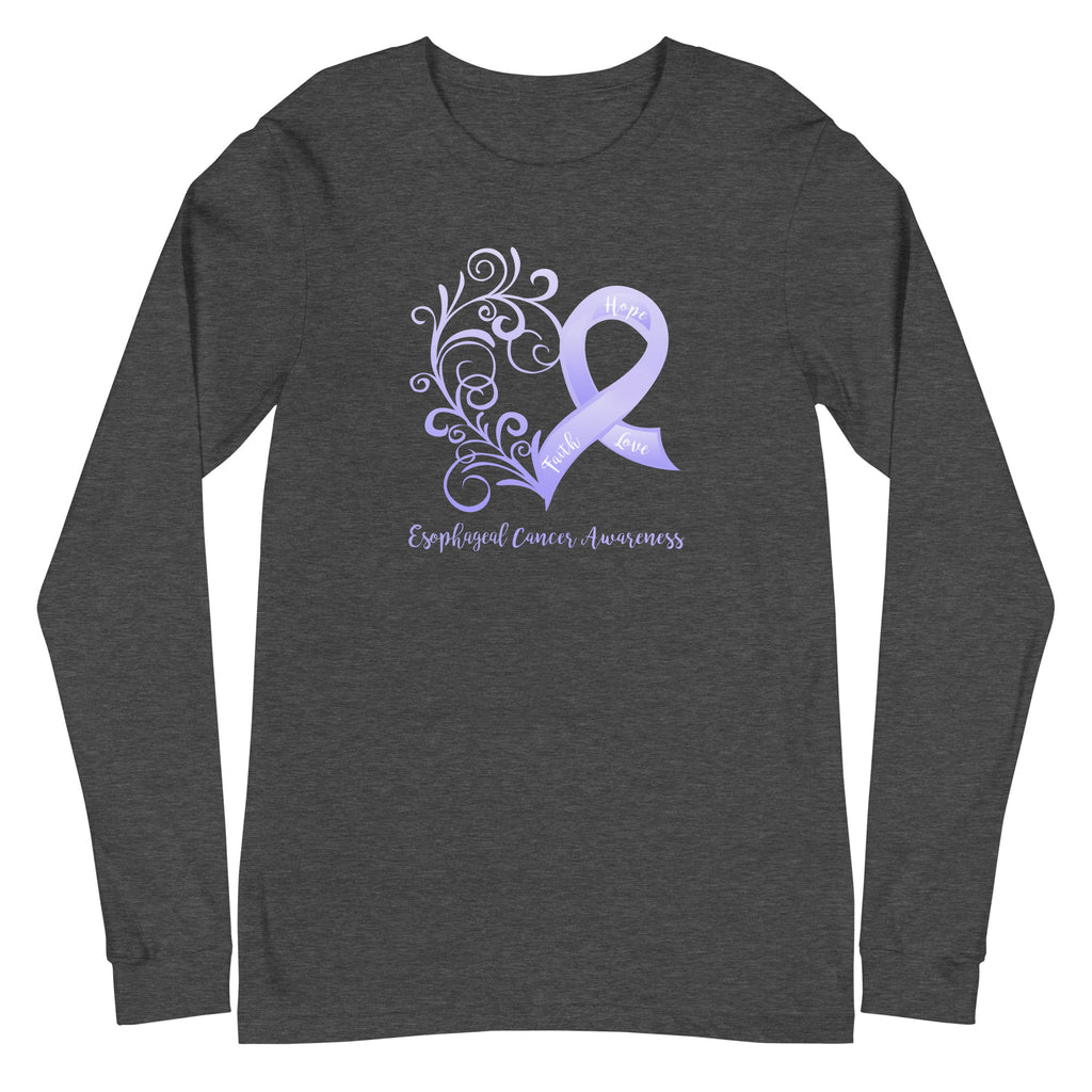 Esophageal Cancer Awareness Heart Long Sleeve Tee (Several Colors Available)