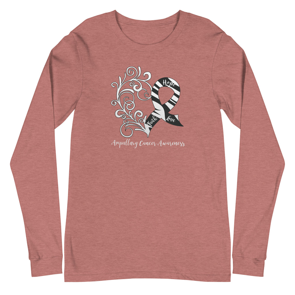 Ampullary Cancer Awareness Heart Long Sleeve Tee (Several Colors Available)