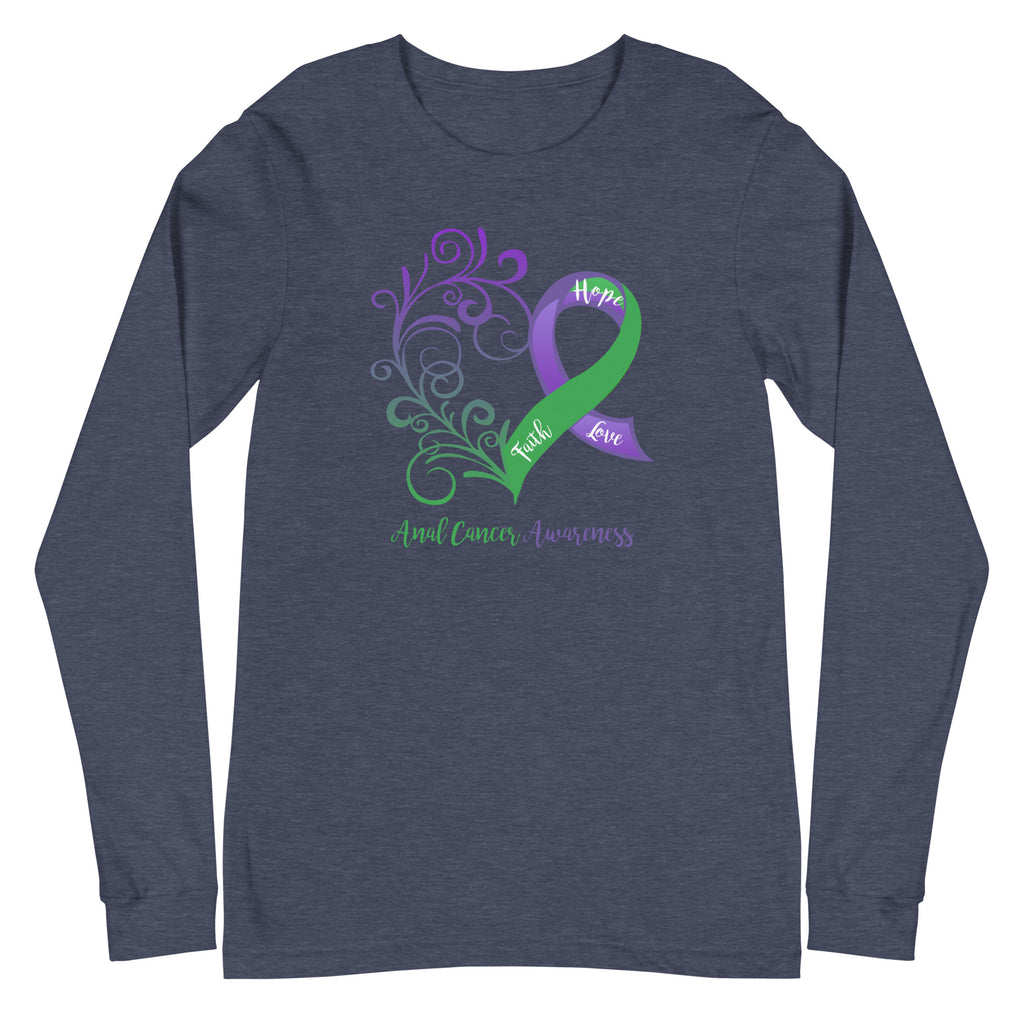 Anal Cancer Awareness Heart Long Sleeve Tee (Several Colors Available)