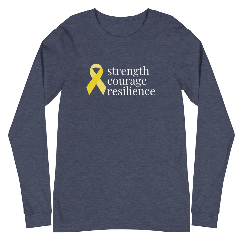 Angiosarcoma | Sarcoma "strength courage resilience" Ribbon Long Sleeve Tee