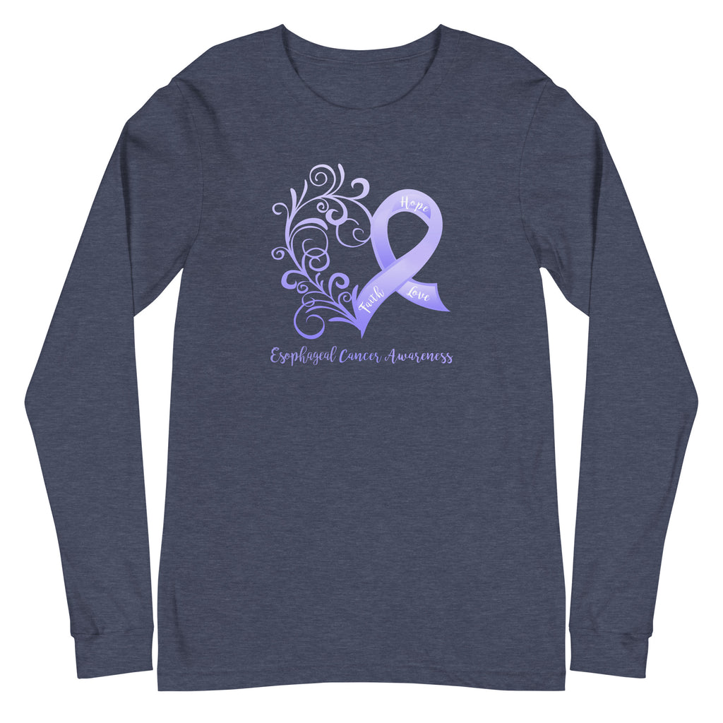 Esophageal Cancer Awareness Heart Long Sleeve Tee (Several Colors Available)