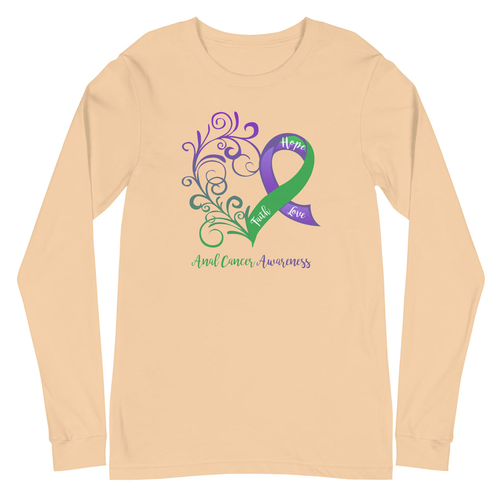 Anal Cancer Awareness Heart Long Sleeve Tee (Several Colors Available)