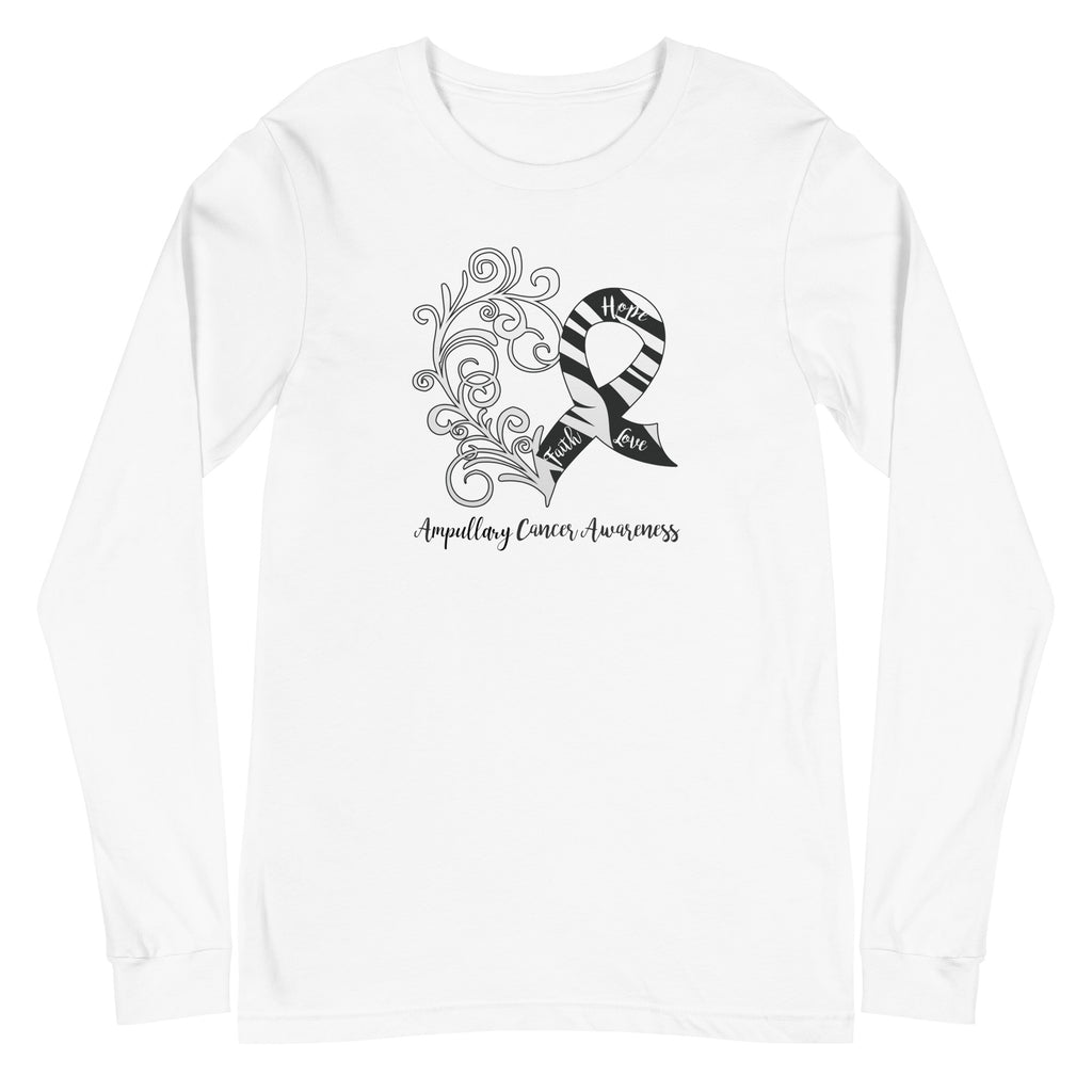 Ampullary Cancer Awareness Heart Long Sleeve Tee (Several Colors Available)