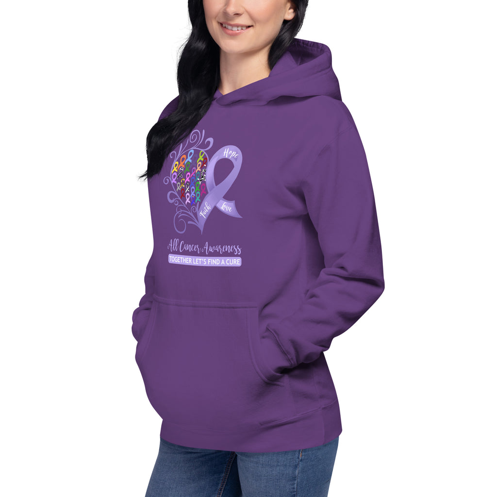 All Cancer Awareness Heart Purple Hoodie