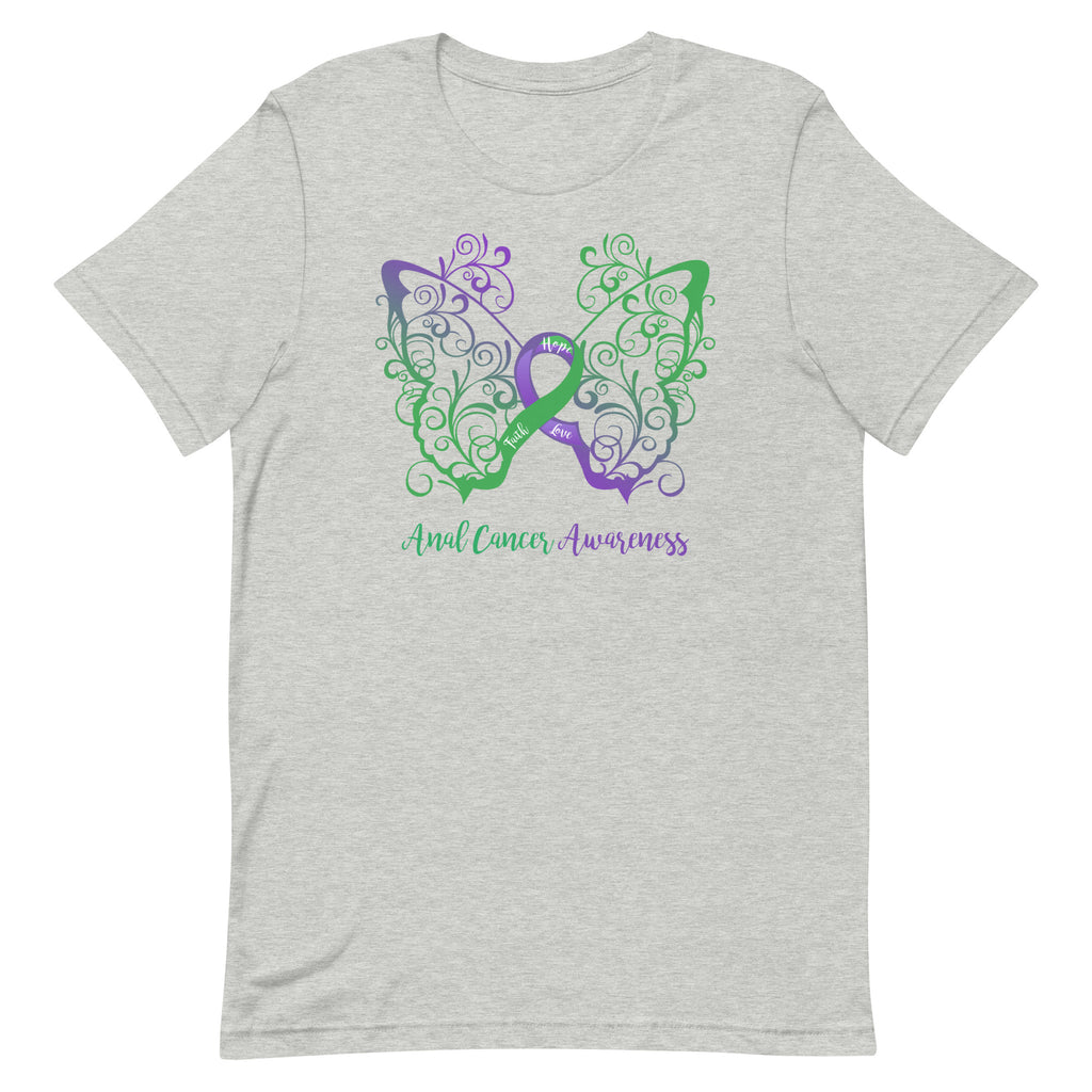 Anal Cancer Awareness Filigree Butterfly T-Shirt (Several Colors Available)