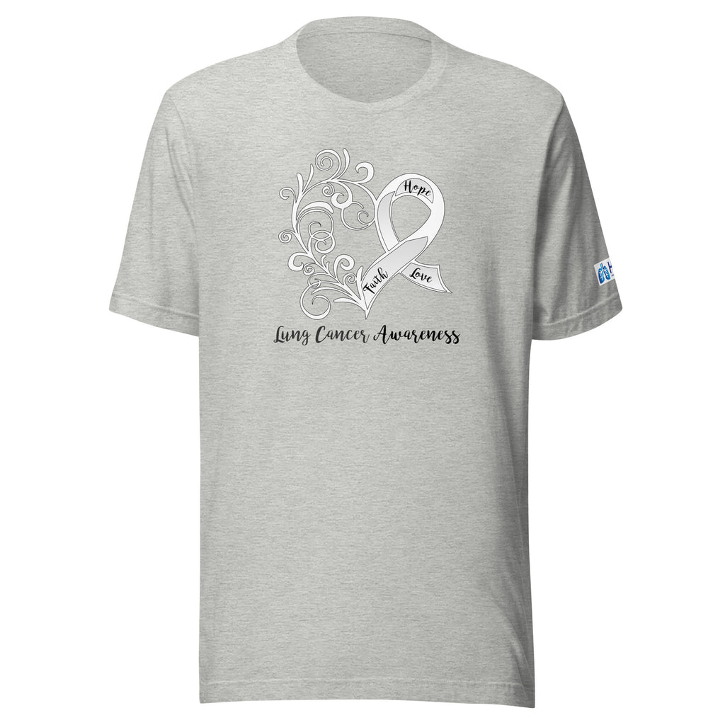Lung Cancer Awareness Heart / HPM Logo Sleeve T-Shirt (Bella+Canvas)